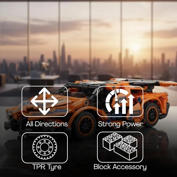 Wumble_Toy_RC_Remote_Control_Engineering_Model_Car_Creative_Assembly_Toy_Kit_2.4GHz_Rechargeable_Sports_Car_Toy_with_Openable_Doors_&_High_Speed_Racing_DIY_Model_Kit_for_Kids_(Block_Rc_Car_Orange)