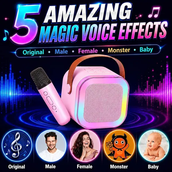 Wumble_Toy_Portable_Bluetooth_Speaker_5W_with_Wireless_Karaoke_Mic,_Bluetooth_5.1,_8H_Playtime,_5_Voice_Change_Effects,_RGB_LED_Lights,_TF_Card_Support,_Type-C_Charging,_Mini_Wireless_Speaker-Pink