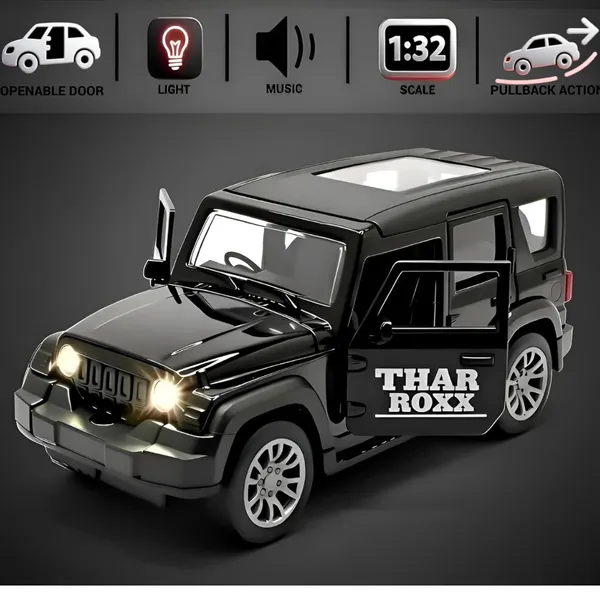 Wumble_Toy_1:32_Scale_DieCast_Metal_Toy_Car_Pull_Back_Action_Openable_Doors_4x4_Thar/Jeep_Premium_Car_Toy_Light_Music_for_Kids_Realistic_Miniature_Model_Best_Gift_2+yrs_Girls_Boys_Random_Colors
