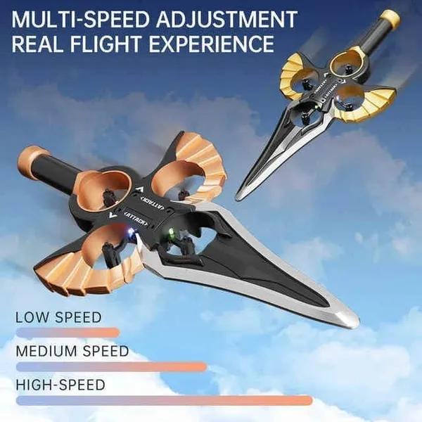 Wumble_Toy_RC_Flying_Sword_Drone,_Remote_Control_Stunt_Fighter_with_Auto_Hover,_Multi-Speed_Adjustment,Claymore_Style_Aircraft_Flying_Sword_Toy_Multicolor