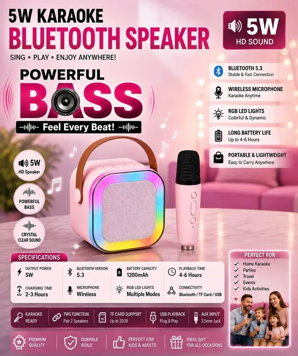 Wumble_Toy_Portable_Bluetooth_Speaker_5W_with_Wireless_Karaoke_Mic,_Bluetooth_5.1,_8H_Playtime,_5_Voice_Change_Effects,_RGB_LED_Lights,_TF_Card_Support,_Type-C_Charging,_Mini_Wireless_Speaker-Pink