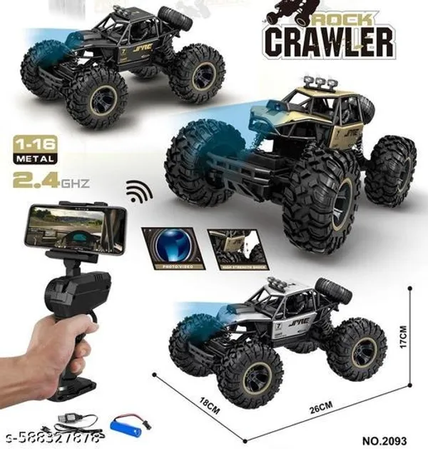 Wumble_Toy_1:16_Scale_RC_Rock_Crawler_Monster_Truck_with_FPV_Camera_|_4WD_Remote_Control_Off_Road_Car_with_Metal_Body_|_High_Torque_Motor,_All_Terrain_Tires_&_Rechargeable_Battery_|_Matte_Black_RC_Vehicle_for_Adults