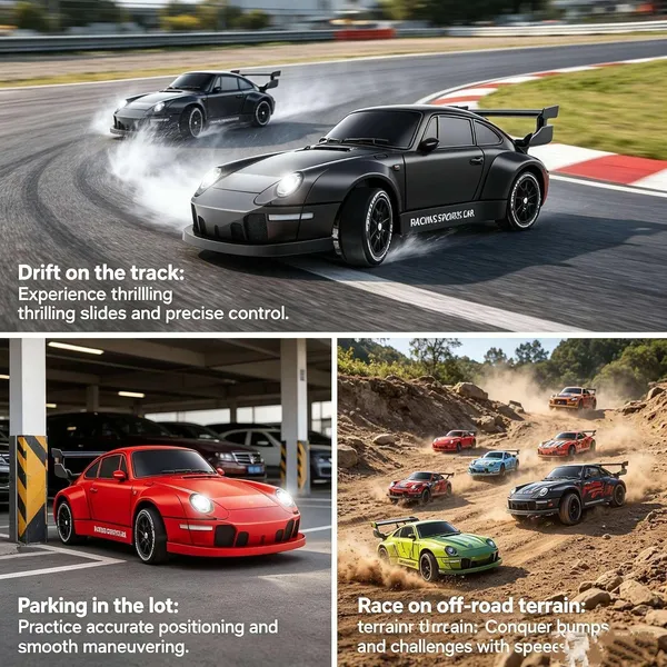 Wumble_Toy_RC_Drift_Car_1:24_Scale_2.4GHz_25_KM/H_with_LED_Lights,_Replaceable_Drift_Tyres,_Rechargeable_Battery,_Traffic_Cones_Included,_High_&_Low_Speed_Switch,_Spare_Wheels_-_App_Controlled_Toys
