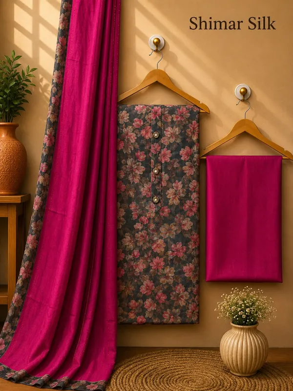 Maroon_Jacquard_Silk_Floral_Print_Embellished_Suit_Set_For_Women