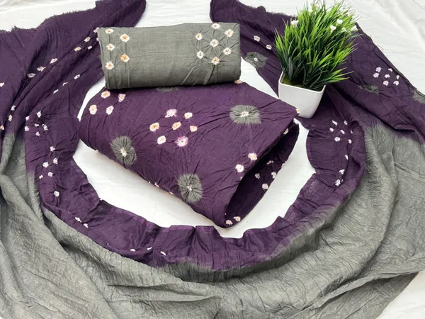 Purple_Grey_Bandhani_Print_Cotton_Dress_Material_With_Dupatta_For_Women