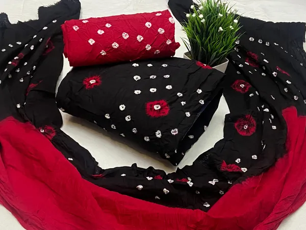 Black_&_Red_Cotton_Bandhani_Print_Dress_Material_With_Dupatta_For_Women