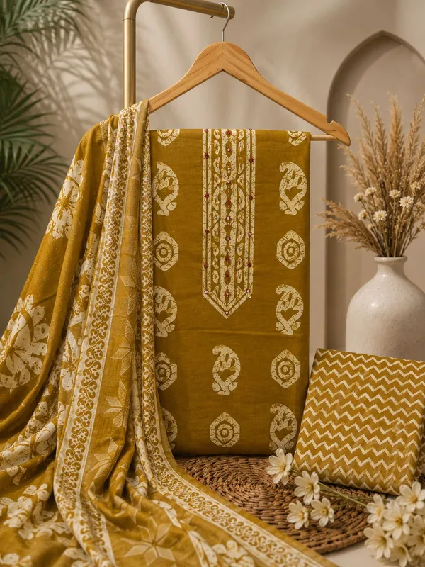 Mustard_Jaipuri_Cambric_Cotton_Printed_Unstitched_Suit_Set_For_Women