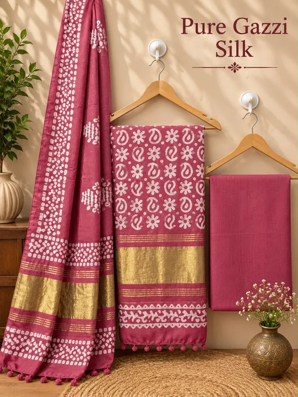 Fuchsia_Pink_Gazzi_Silk_Lakdi_Patta_Work_Batik_Printed_Unstiched_Salwar_Suit_For_Women