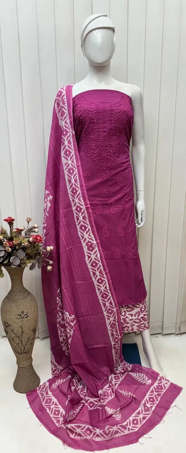 MagentaCambric_Cotton_Lucknowi_Embroidered_Batik_Print_Unstitched_Salwar_Suit_For_Women