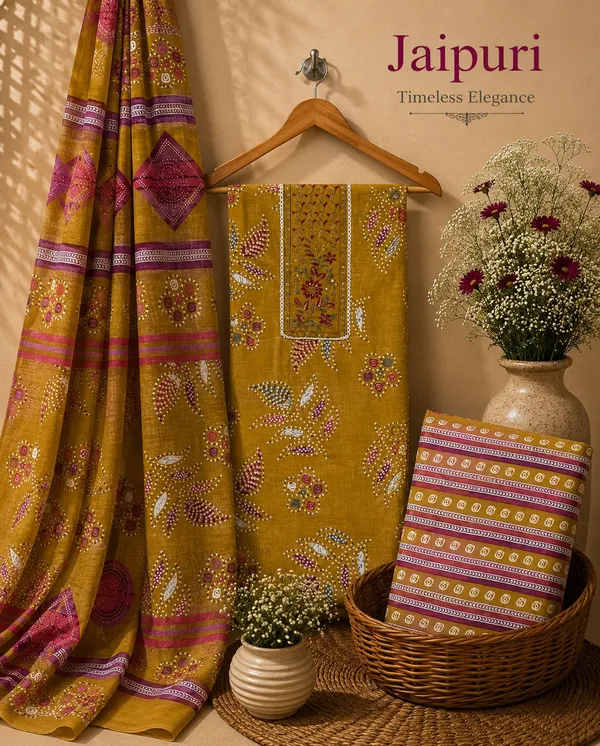 Jaipuri_Mustard_Yellow_Printed_Cotton_Unstitched_Suit_Set_For_Women