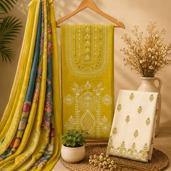 Mustard_Yellow_Jaipuri_Cambric_Cotton_Unstitched_Suit_Set_For_Women