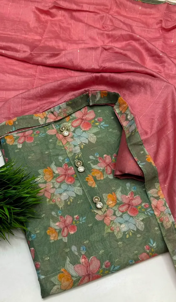 Pastel_Green_Floral_Print_Jacquard_Silk_Salwar_Suit_With_Pink_Dupatta_Set_For_Women
