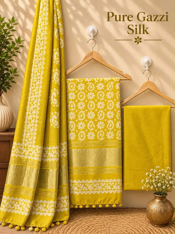 Gold_Yellow_Gazzi_Silk_Batik_Print_Unstiched_Salwar_Suit_with_Golden_Border_For_Women
