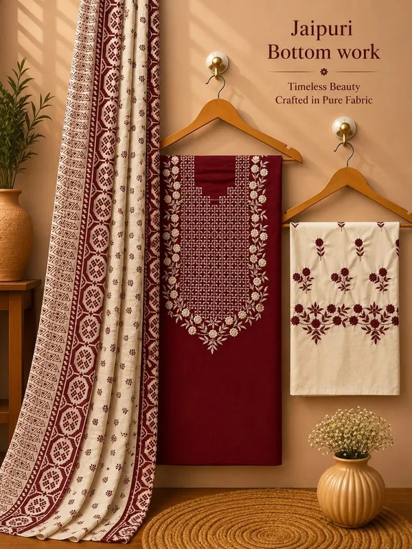 Maroon_Jaipuri_Embroidered_Suit_Set_with_Bottom_Work_(Unstitched)