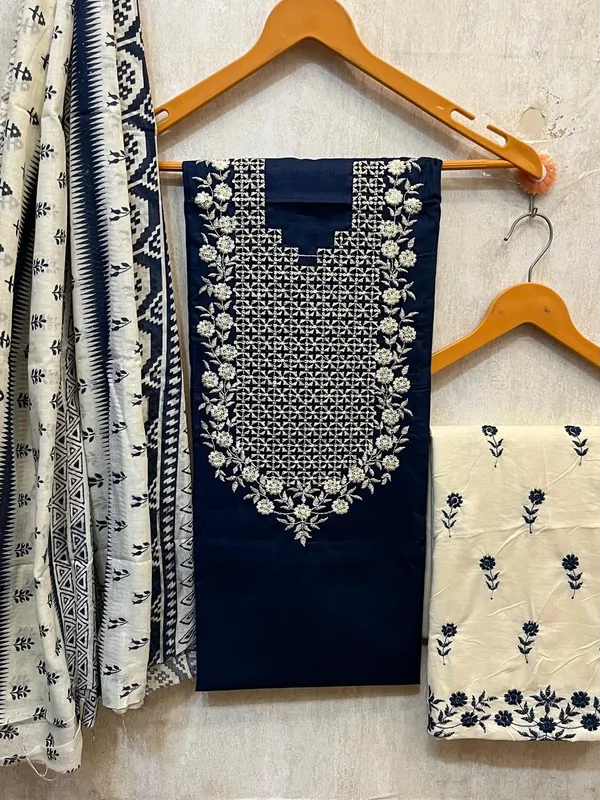 Navy_Blue_Jaipuri_Embroidered_Suit_Set_with_Bottom_Work_(Unstitched)