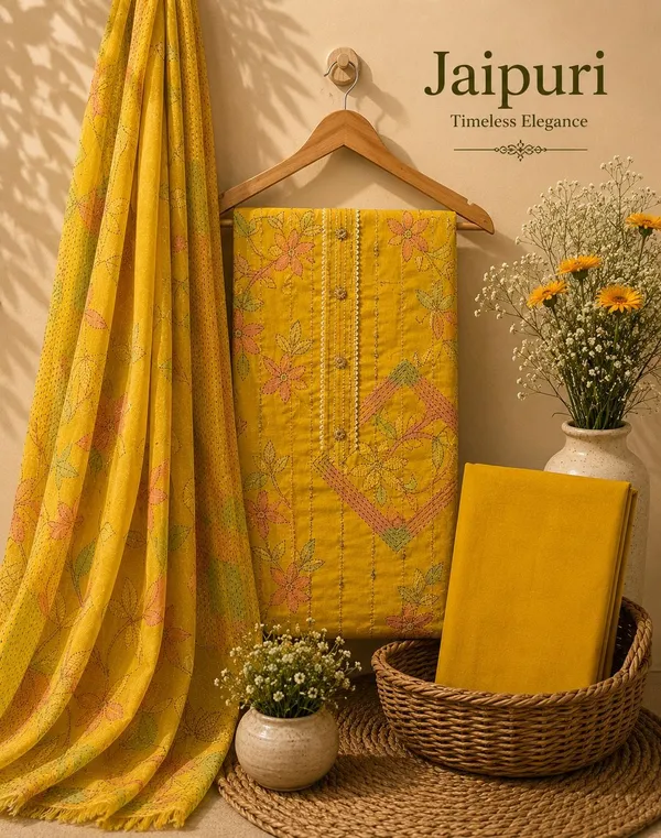 Mustard_Yellow_Jaipuri_Cotton_Unstitched_Suit_Set_For_Women
