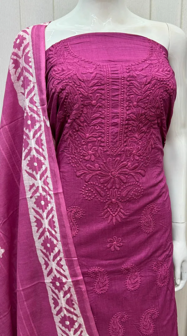 MagentaCambric_Cotton_Lucknowi_Embroidered_Batik_Print_Unstitched_Salwar_Suit_For_Women