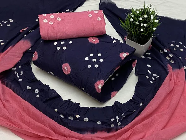 Navy_Blue_and_Pink_Bandhani_Unstiched_Salwar_Suit_For_Women