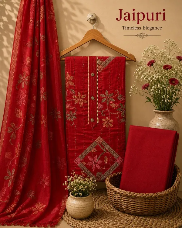 Red_Jaipuri_Cotton_Unstitched_Suit_Set_For_Women