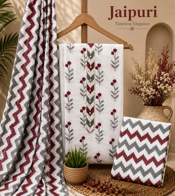 Jaipuri_Cotton_Floral_And_Chevron_Print_Unstitched_Suit_Set_For_Women