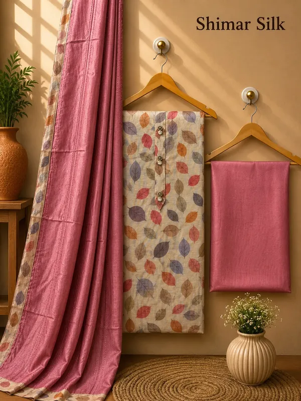 Shimmer_Beige_Floral_Print_Suit_With_Pink_Dupatta_For_Women