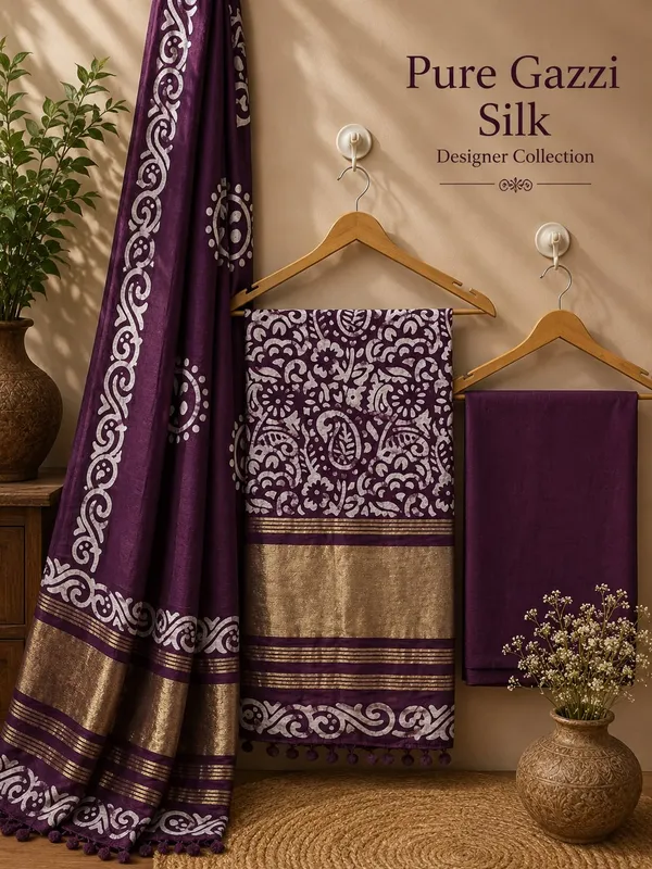 Wine_Gazzi_Silk_Batik_Print_Unstitched_Salwar_Suit_with_Golden_Border_For_Women