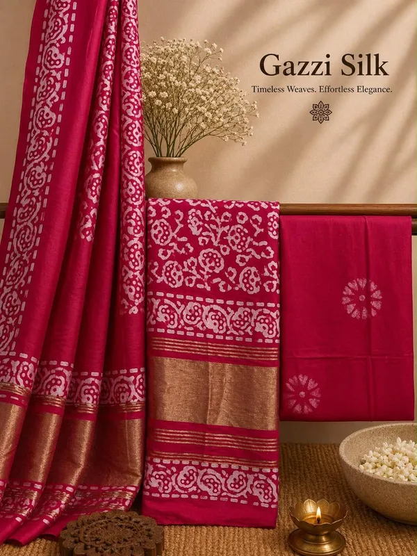 Rani_Pink_Gazzi_Silk_Batik_Print_Unstitched_Salwar_Suit_with_Golden_Border_For_Women