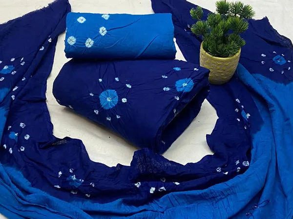 Navy_Blue_Cotton_Bandhani_Print_Unstitched_Suit_Set_For_Women