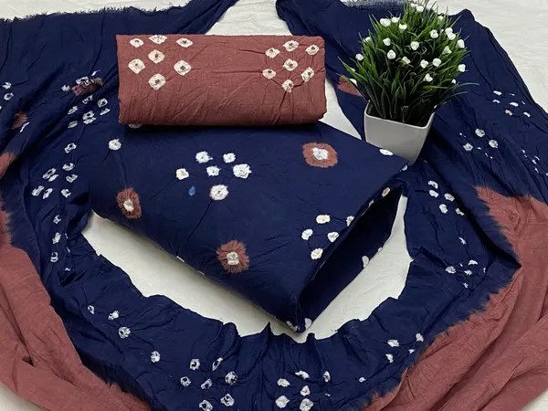 Navy_Blue_Bandhani_Cotton_Unstitched_Suit_Set_With_Dupatta_For_Women