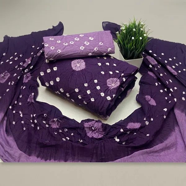 Purple_and_Lavender_Bandhani_Cotton_Unstitched_Suit_Set_For_Women