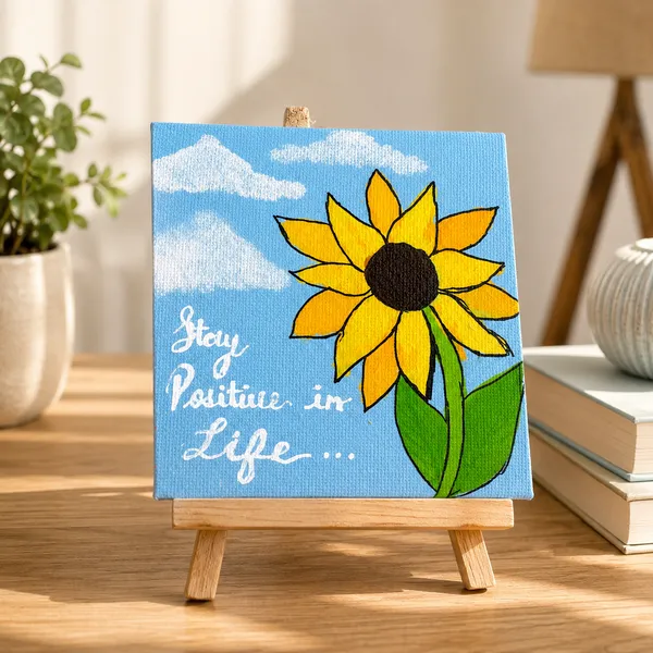 Hand_Painted_Sunflower_Mini_Canvas_Art_With_Wooden_Easel_Stand