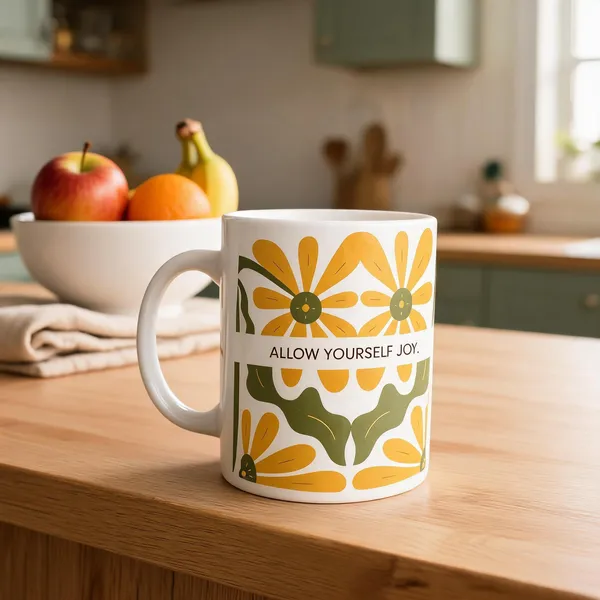 White_Ceramic_Mug_With_Yellow_Floral_Print_And_Inspirational_Quote