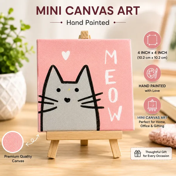 Hand_Painted_Cat_Meow_Mini_Canvas_Art_With_Wooden_Easel