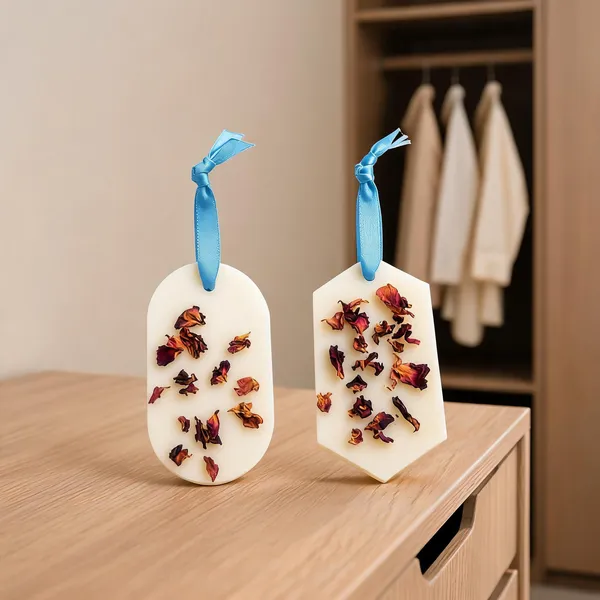 White_Wax_Floral_Scented_Wardrobe_Freshener_With_Blue_Ribbon-Set_Of_2