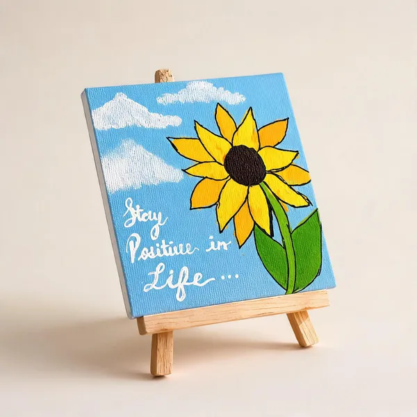 Hand_Painted_Sunflower_Mini_Canvas_Art_With_Wooden_Easel_Stand