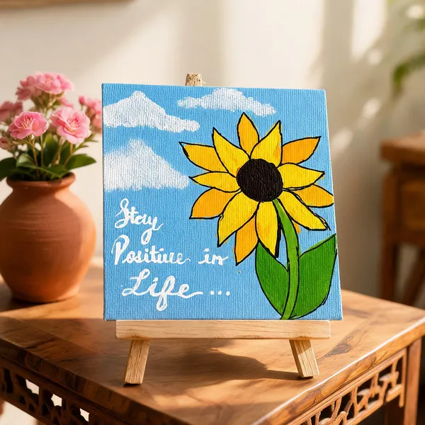 Hand_Painted_Sunflower_Mini_Canvas_Art_With_Wooden_Easel_Stand