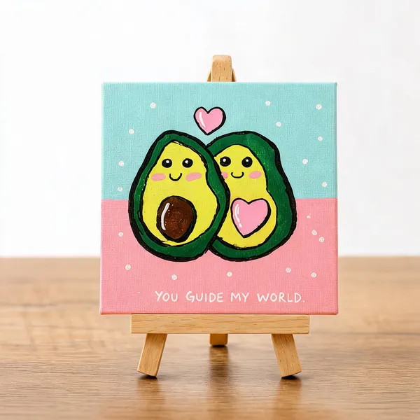 Hand_Painted_Avocado_Couple_Mini_Canvas_Art_With_Easel