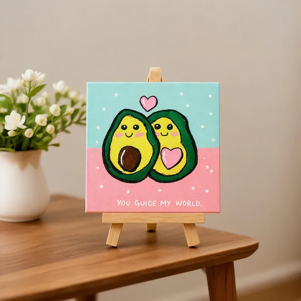 Hand_Painted_Avocado_Couple_Mini_Canvas_Art_With_Easel