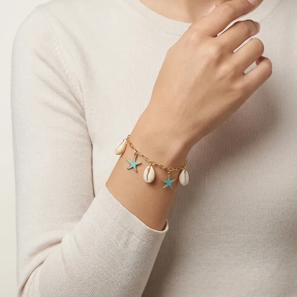 Gold_Starfish_Shell_Charm_Chain_Bracelet_For_Women