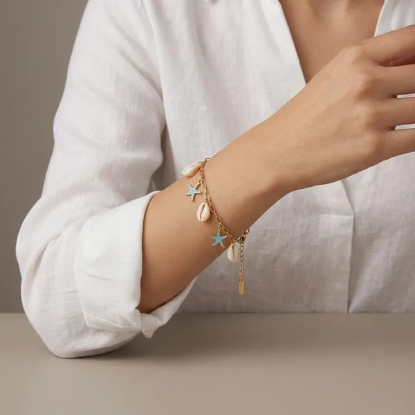 Gold_Starfish_Shell_Charm_Chain_Bracelet_For_Women