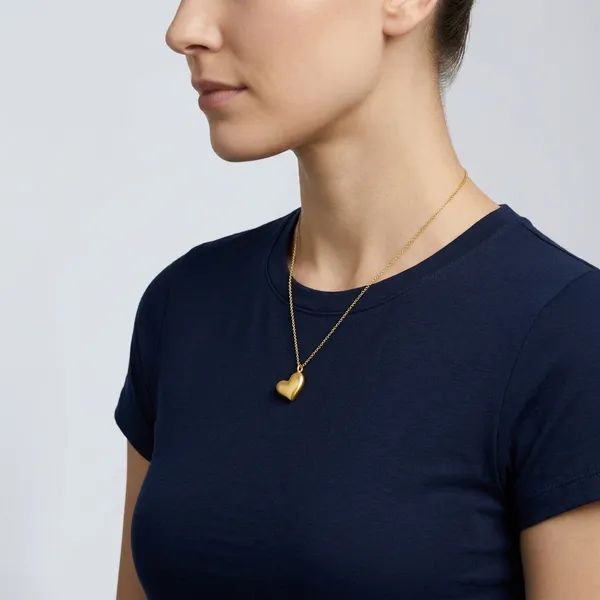 Gold_Puffed_Heart_Pendant_Delicate_Chain_Necklace_For_Women