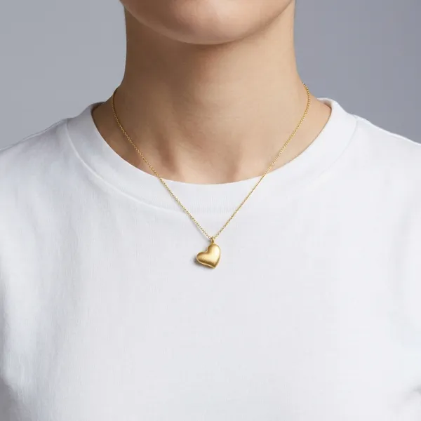Gold_Puffed_Heart_Pendant_Delicate_Chain_Necklace_For_Women