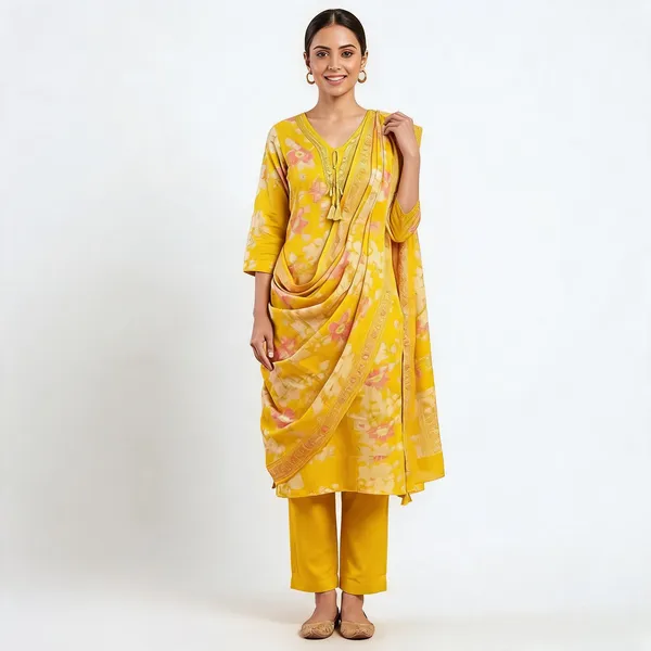 Yellow_Flex_Cotton_Straight_Floral_Print_Embroidered_Kurta_Pant_Dupatta_Set_For_Women