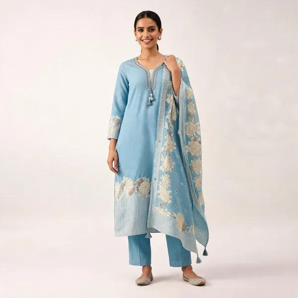 Blue_Flex_Cotton_Straight_Embroidered_Kurta_Pant_Dupatta_Set_For_Women