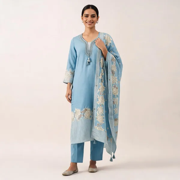 Blue_Flex_Cotton_Straight_Embroidered_Kurta_Pant_Dupatta_Set_For_Women