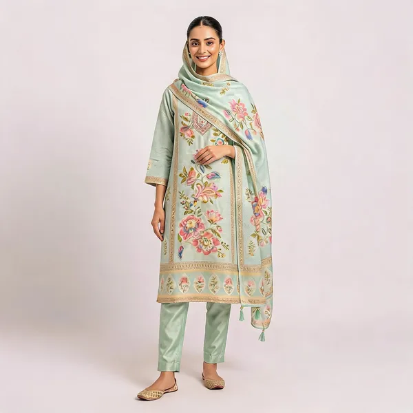 Sea_Green_Cotton_Linen_Straight_Floral_Embroidered_Kurta_Pant_Dupatta_Set_For_Women
