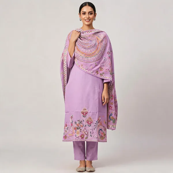 Lavender_Modal_Silk_Straight_Embroidered_Kurta_Pant_Dupatta_Set_For_Women
