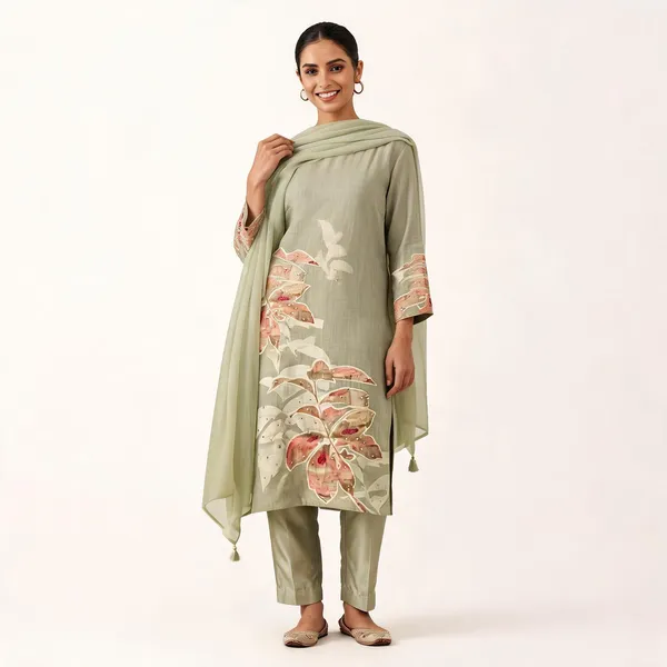 Sage_Green_Flex_Cotton_Straight_Floral_Embroidered_Kurta_Pant_Dupatta_Set_For_Women