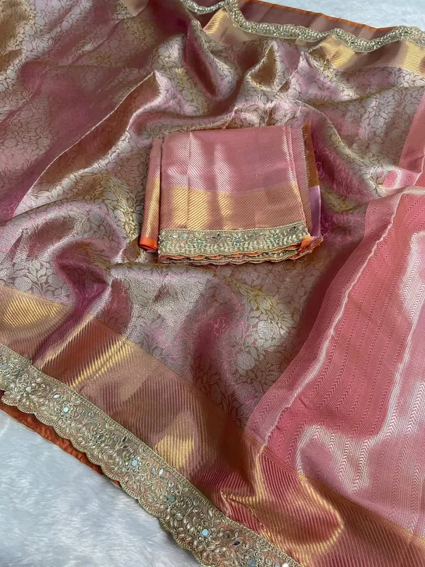 Pink_Silk_Floral_Brocade_Saree_With_Golden_Border_For_Women