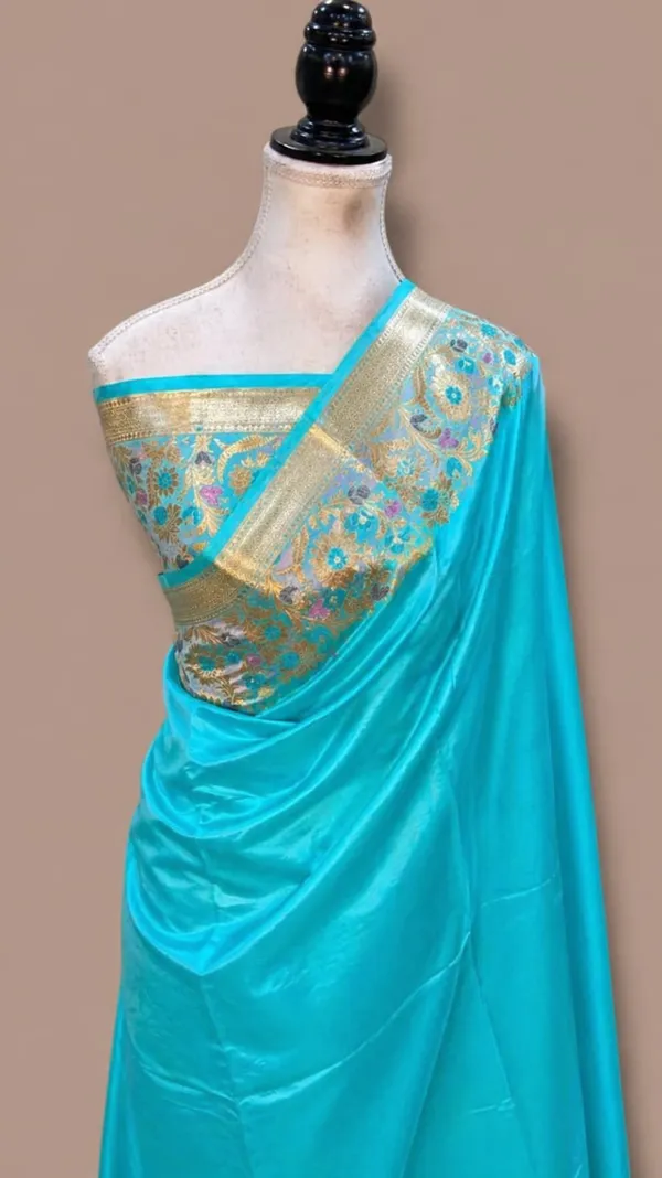 Turquoise_Blue_Silk_Saree_With_Floral_Zari_Border_For_Women